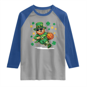 Leprechaun Basketball St Patricks Day Sport Lover Raglan Shirt TS11 Sport Gray Royal Print Your Wear