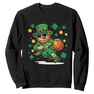 Leprechaun Basketball St Patricks Day Sport Lover Sweatshirt TS11 Black Print Your Wear