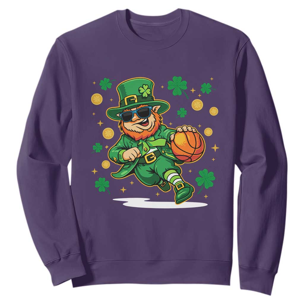 Leprechaun Basketball St Patricks Day Sport Lover Sweatshirt TS11 Purple Print Your Wear
