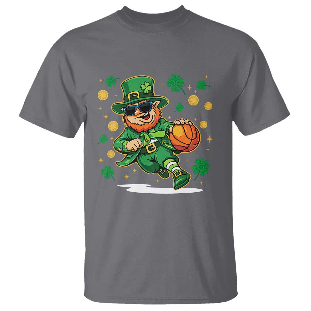 Leprechaun Basketball St Patricks Day Sport Lover T Shirt TS11 Charcoal Print Your Wear