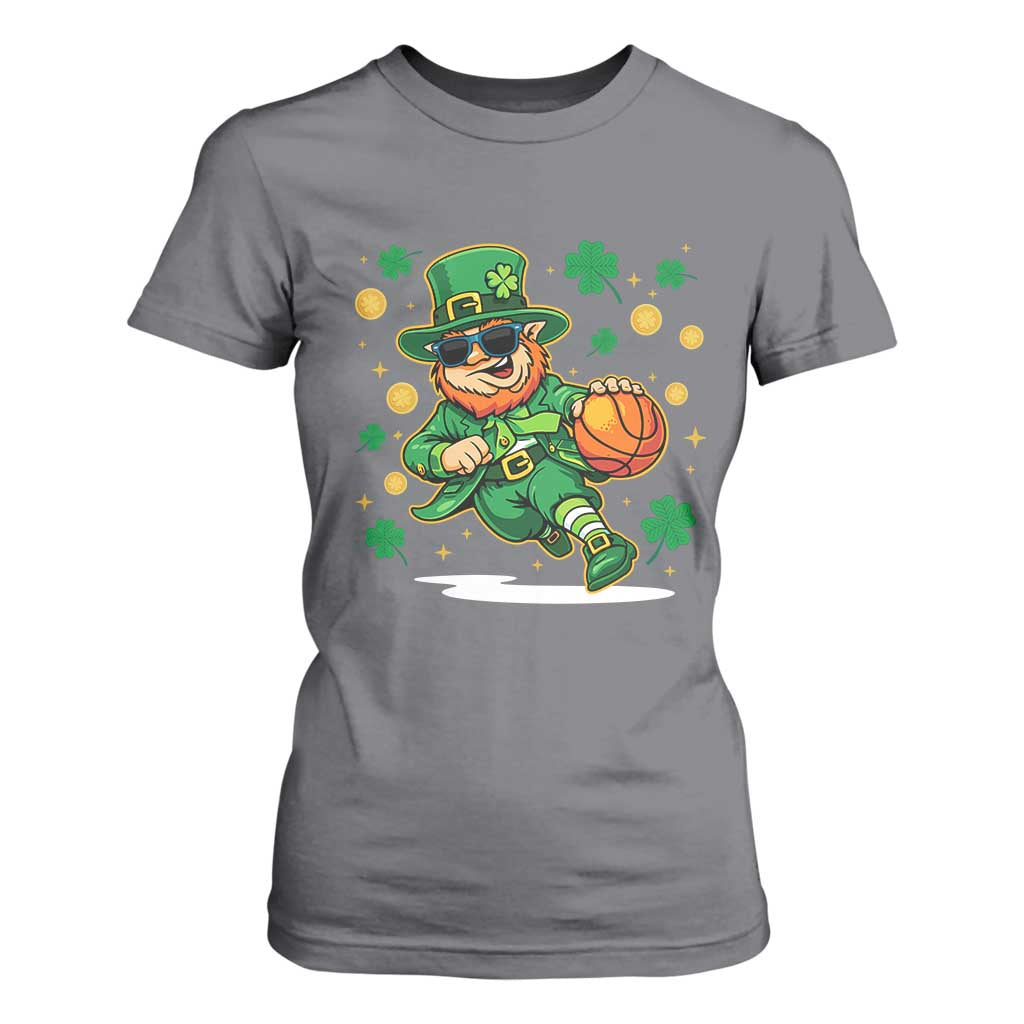 Leprechaun Basketball St Patricks Day Sport Lover T Shirt For Women TS11 Charcoal Print Your Wear