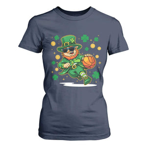 Leprechaun Basketball St Patricks Day Sport Lover T Shirt For Women TS11 Navy Print Your Wear