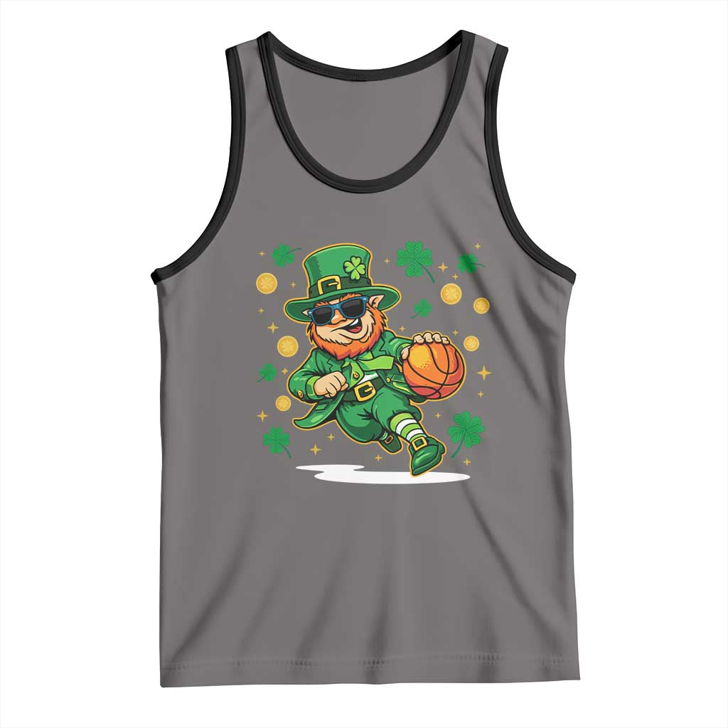 Leprechaun Basketball St Patricks Day Sport Lover Tank Top TS11 Deep Heather Black Print Your Wear