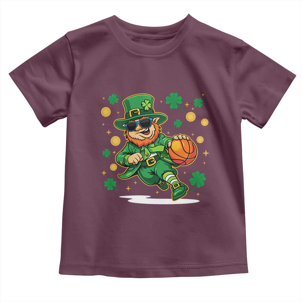 Leprechaun Basketball St Patricks Day - Sport Lover Toddler T Shirt TS11 Maroon Print Your Wear