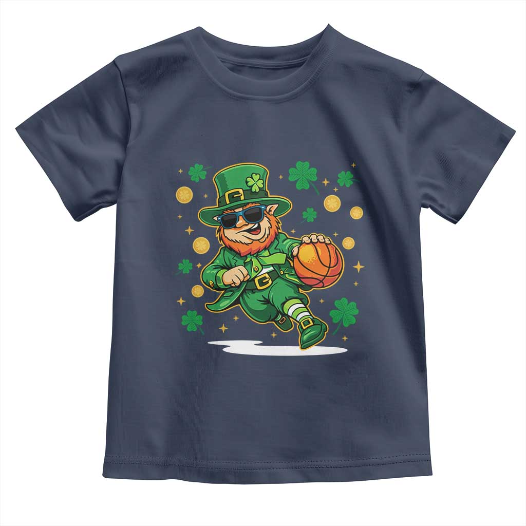 Leprechaun Basketball St Patricks Day - Sport Lover Toddler T Shirt TS11 Navy Print Your Wear