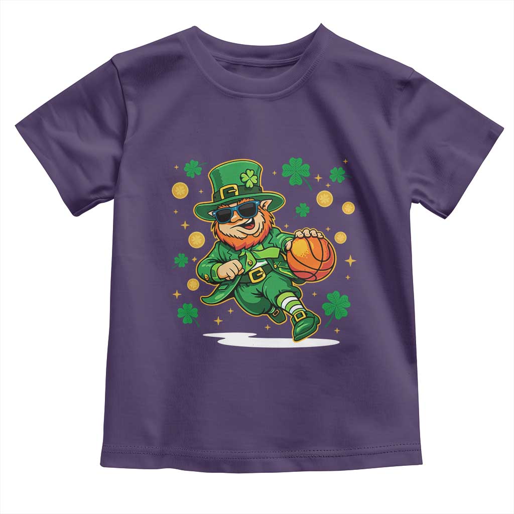 Leprechaun Basketball St Patricks Day - Sport Lover Toddler T Shirt TS11 Purple Print Your Wear