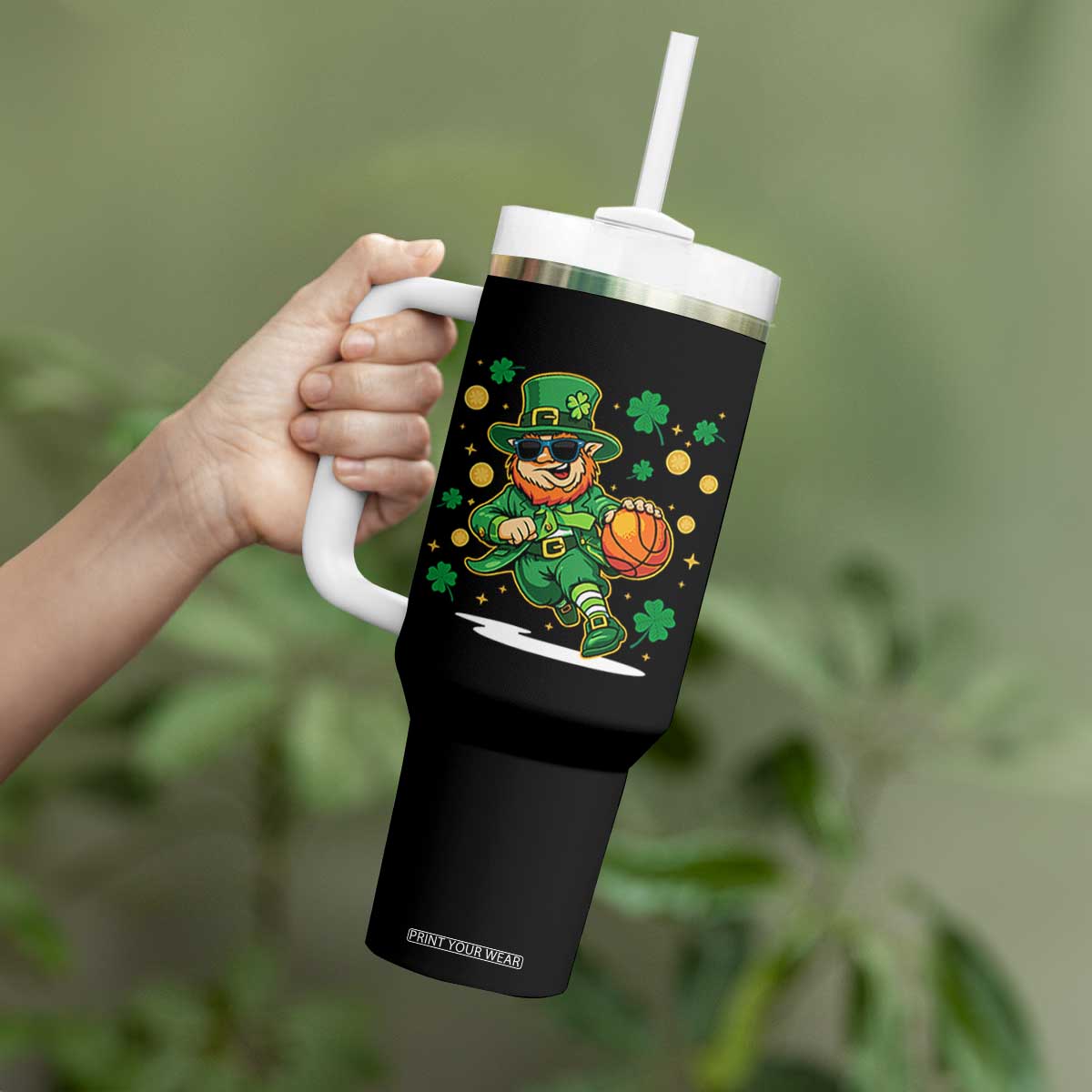 Leprechaun Basketball St Patricks Day Sport Lover Tumbler With Handle TS11 Print Your Wear