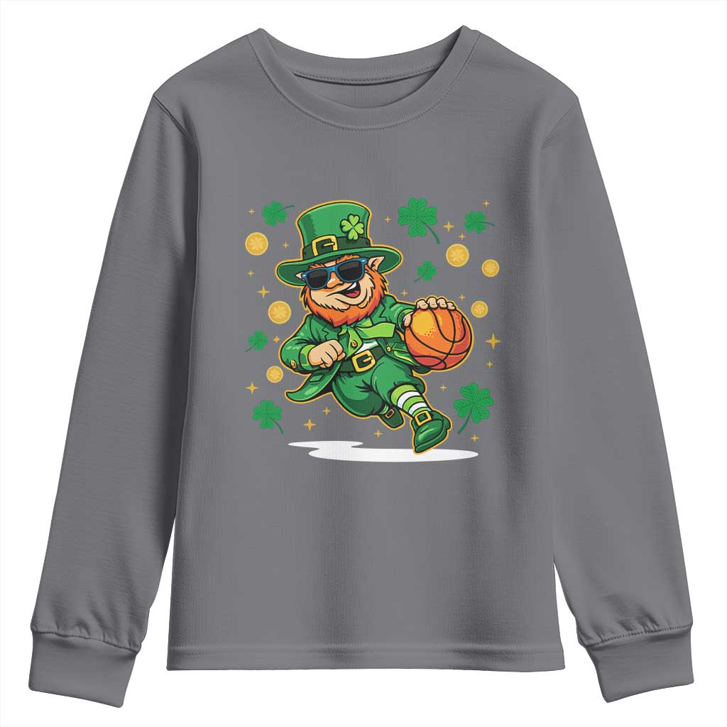 Leprechaun Basketball St Patricks Day Sport Lover Youth Sweatshirt TS11 Charcoal Print Your Wear