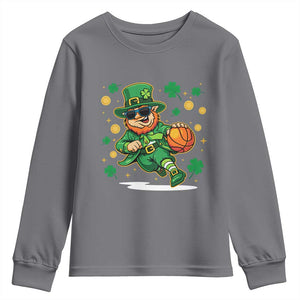 Leprechaun Basketball St Patricks Day Sport Lover Youth Sweatshirt TS11 Charcoal Print Your Wear