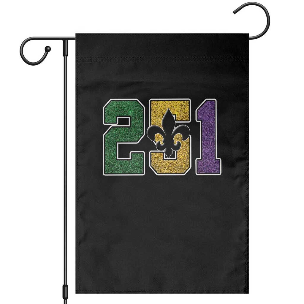 Funny Mardi Gras Mobile Alabama Garden Flag 251 Area Code Glitter Print Fleur De Lis TS11 Black Print Your Wear