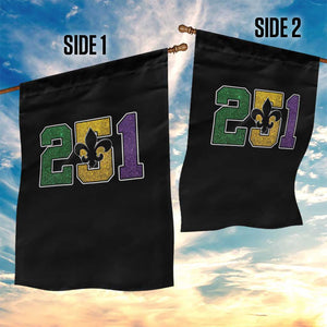Funny Mardi Gras Mobile Alabama Garden Flag 251 Area Code Glitter Print Fleur De Lis TS11 Print Your Wear