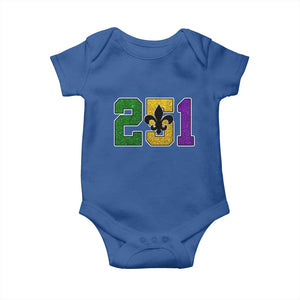 Funny Mardi Gras Mobile Alabama Baby Onesie 251 Area Code Glitter Print Fleur De Lis TS11 Royal Blue Print Your Wear