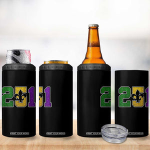 Funny Mardi Gras Mobile Alabama 4 in 1 Can Cooler Tumbler 251 Area Code Glitter Print Fleur De Lis TS11 Print Your Wear