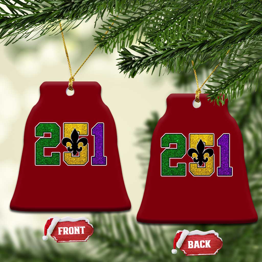 Funny Mardi Gras Mobile Alabama Ceramic Ornament 251 Area Code Glitter Print Fleur De Lis TS11 Print Your Wear