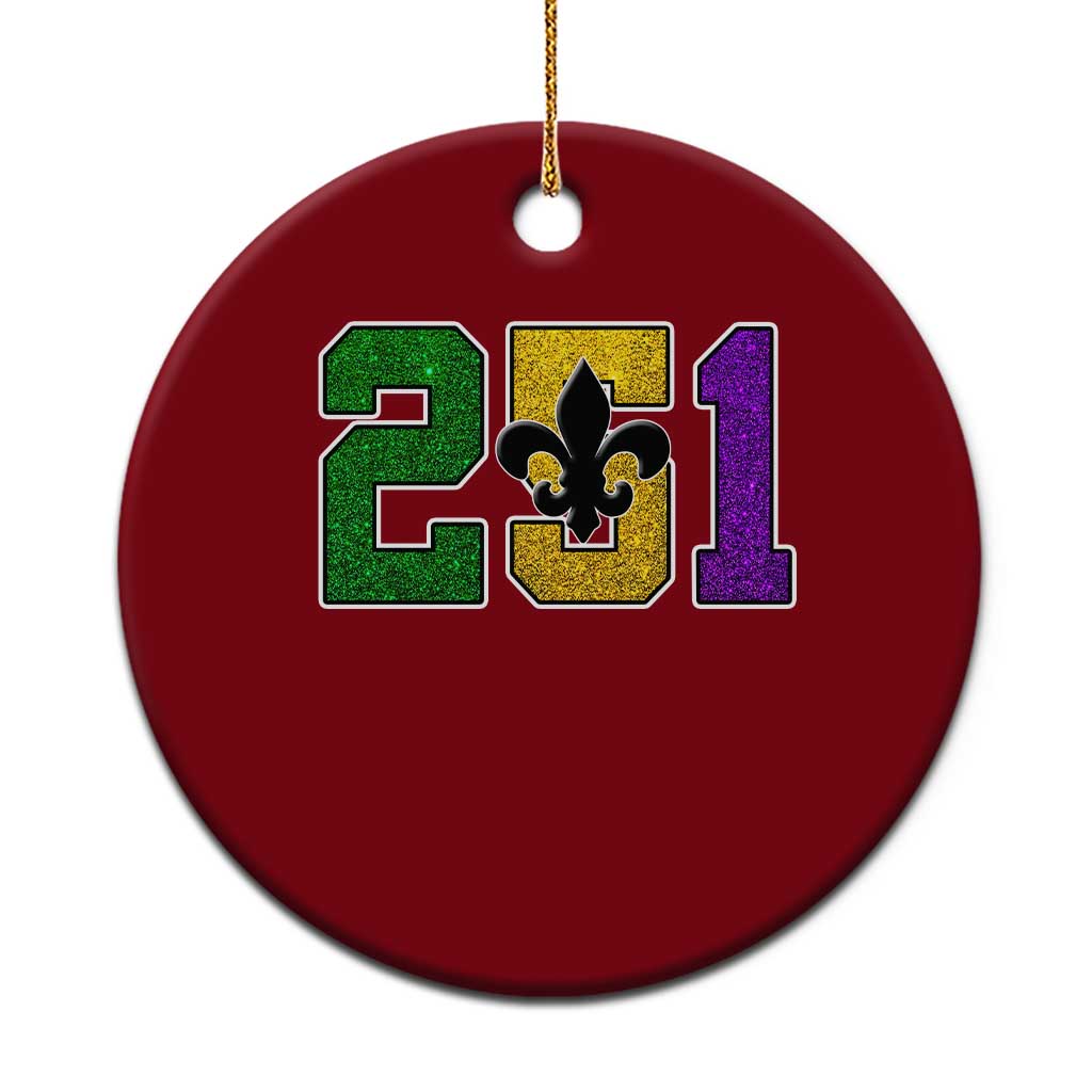 Funny Mardi Gras Mobile Alabama Ceramic Ornament 251 Area Code Glitter Print Fleur De Lis TS11 1pc Red Print Your Wear