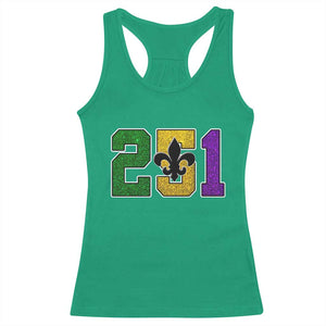 Funny Mardi Gras Mobile Alabama Racerback Tank Top 251 Area Code Glitter Print Fleur De Lis TS11 Irish Green Print Your Wear