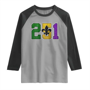 Funny Mardi Gras Mobile Alabama Raglan Shirt 251 Area Code Glitter Print Fleur De Lis TS11 Sport Gray Black Print Your Wear