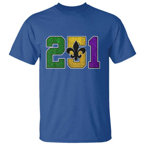 Funny Mardi Gras Mobile Alabama T Shirt 251 Area Code Glitter Print Fleur De Lis TS11 Royal Blue Print Your Wear