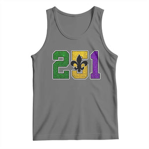 Funny Mardi Gras Mobile Alabama Tank Top 251 Area Code Glitter Print Fleur De Lis TS11 Black Heather Print Your Wear
