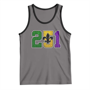 Funny Mardi Gras Mobile Alabama Tank Top 251 Area Code Glitter Print Fleur De Lis TS11 Deep Heather Black Print Your Wear