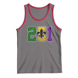 Funny Mardi Gras Mobile Alabama Tank Top 251 Area Code Glitter Print Fleur De Lis TS11 Deep Heather Red Print Your Wear
