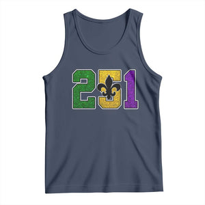 Funny Mardi Gras Mobile Alabama Tank Top 251 Area Code Glitter Print Fleur De Lis TS11 Navy Print Your Wear