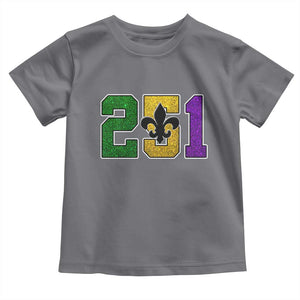 Funny Mardi Gras Mobile Alabama Toddler T Shirt 251 Area Code Glitter Print Fleur De Lis TS11 Charcoal Print Your Wear