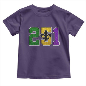 Funny Mardi Gras Mobile Alabama Toddler T Shirt 251 Area Code Glitter Print Fleur De Lis TS11 Purple Print Your Wear