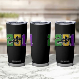 Funny Mardi Gras Mobile Alabama Tumbler Cup 251 Area Code Glitter Print Fleur De Lis TS11 Print Your Wear