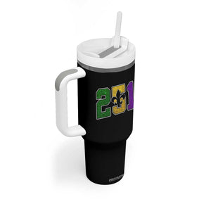 Funny Mardi Gras Mobile Alabama Tumbler With Handle 251 Area Code Glitter Print Fleur De Lis TS11 Print Your Wear