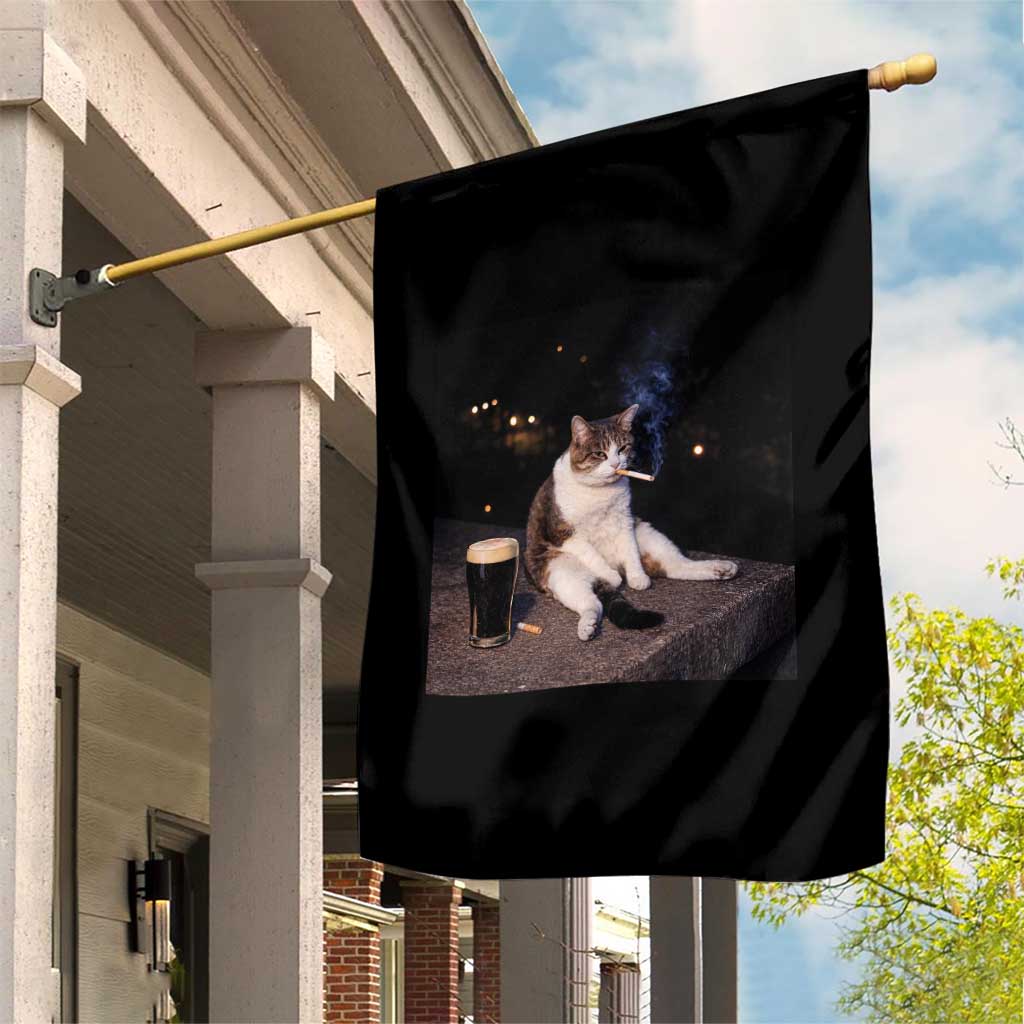 Funny Cigarette And Drinking Irish Stout Beer Cat Meme Garden Flag TS11 Print Your Wear
