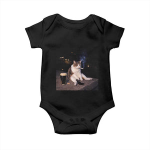 Funny Cigarette And Drinking Irish Stout Beer Cat Meme Baby Onesie TS11 Black Print Your Wear