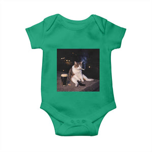 Funny Cigarette And Drinking Irish Stout Beer Cat Meme Baby Onesie TS11 Irish Green Print Your Wear