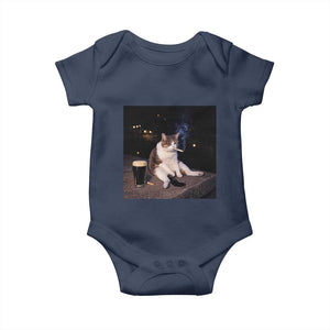Funny Cigarette And Drinking Irish Stout Beer Cat Meme Baby Onesie TS11 Navy Print Your Wear
