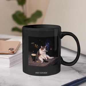 Funny Cigarette And Drinking Irish Stout Beer Cat Meme Coffee Mug TS11 Print Your Wear