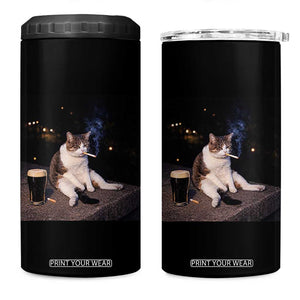 Funny Cigarette And Drinking Irish Stout Beer Cat Meme 4 in 1 Can Cooler Tumbler TS11 One Size: 16 oz Black Print Your Wear
