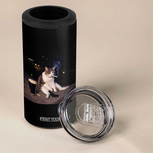 Funny Cigarette And Drinking Irish Stout Beer Cat Meme 4 in 1 Can Cooler Tumbler TS11 Print Your Wear