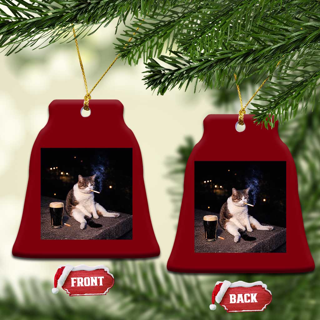 Funny Cigarette And Drinking Irish Stout Beer Cat Meme Ceramic Ornament TS11 Print Your Wear