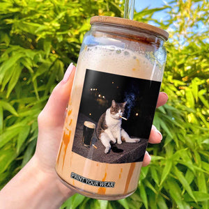 Funny Cigarette And Drinking Irish Stout Beer Cat Meme Glass Can TS11 Black Print Your Wear
