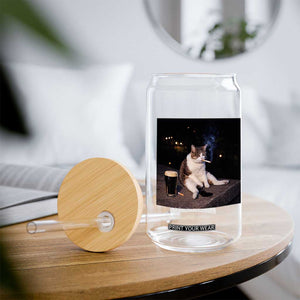 Funny Cigarette And Drinking Irish Stout Beer Cat Meme Glass Can TS11 Print Your Wear