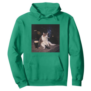 Funny Cigarette And Drinking Irish Stout Beer Cat Meme Hoodie TS11 Irish Green Print Your Wear