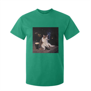 Funny Cigarette And Drinking Irish Stout Beer Cat Meme T Shirt For Kid TS11 Irish Green Print Your Wear