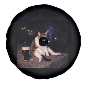 Funny Cigarette And Drinking Irish Stout Beer Cat Meme Spare Tire Cover TS11 Print Your Wear