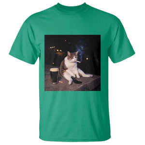Funny Cigarette And Drinking Irish Stout Beer Cat Meme T Shirt TS11 Irish Green Print Your Wear