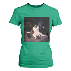 Funny Cigarette And Drinking Irish Stout Beer Cat Meme T Shirt For Women TS11 Irish Green Print Your Wear
