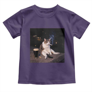 Funny Cigarette And Drinking Irish Stout Beer Cat Meme Toddler T Shirt TS11 Purple Print Your Wear