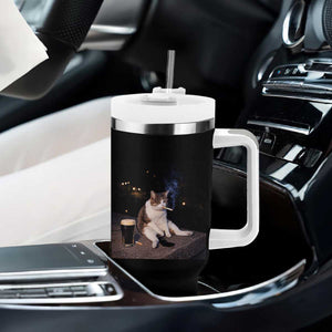 Funny Cigarette And Drinking Irish Stout Beer Cat Meme Tumbler With Handle TS11 Print Your Wear