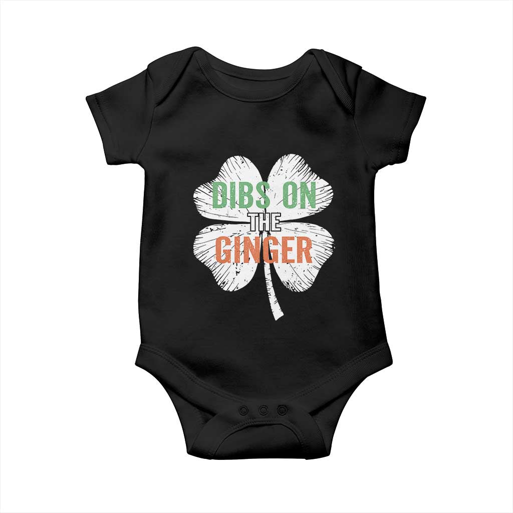 Funny St Patricks Day Dibs On The Ginger Baby Onesie Irish Redhead Shamrock TS11 Black Print Your Wear