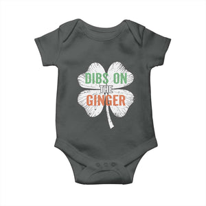 Funny St Patricks Day Dibs On The Ginger Baby Onesie Irish Redhead Shamrock TS11 Dark Heather Print Your Wear
