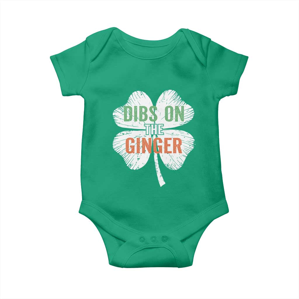 Funny St Patricks Day Dibs On The Ginger Baby Onesie Irish Redhead Shamrock TS11 Irish Green Print Your Wear